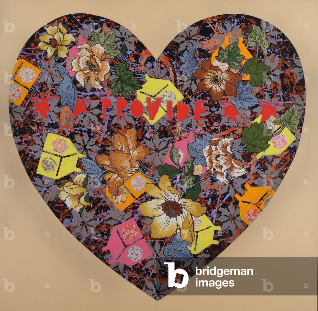 Provide, 1982 (acrylic & fabric on tan wove paper)