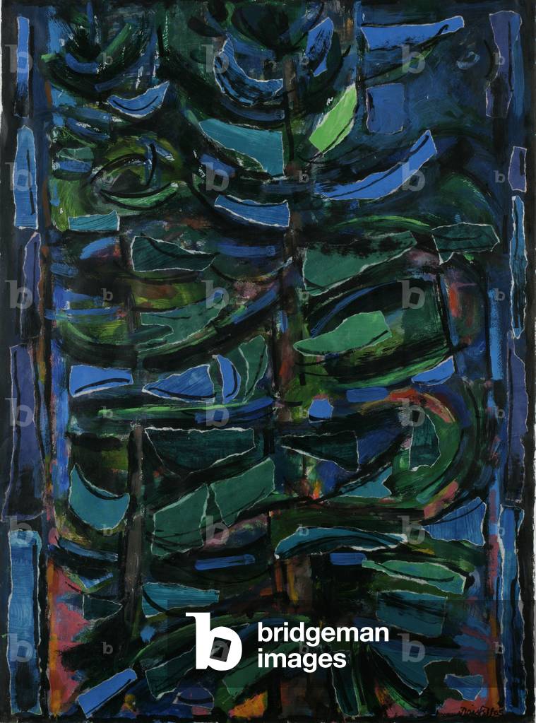Pine Trees At Night, 2006 (collage & mixed media)