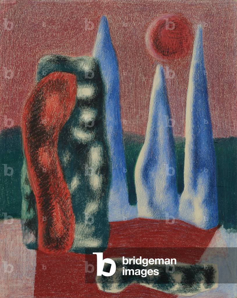Color Rocks and the Moon, 1943 (crayon on paper)