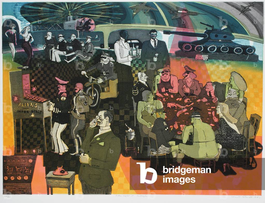 Poker Night at Pentagon, 1981 (colour etching, soft-ground etching & aquatint on white bfk rives paper)