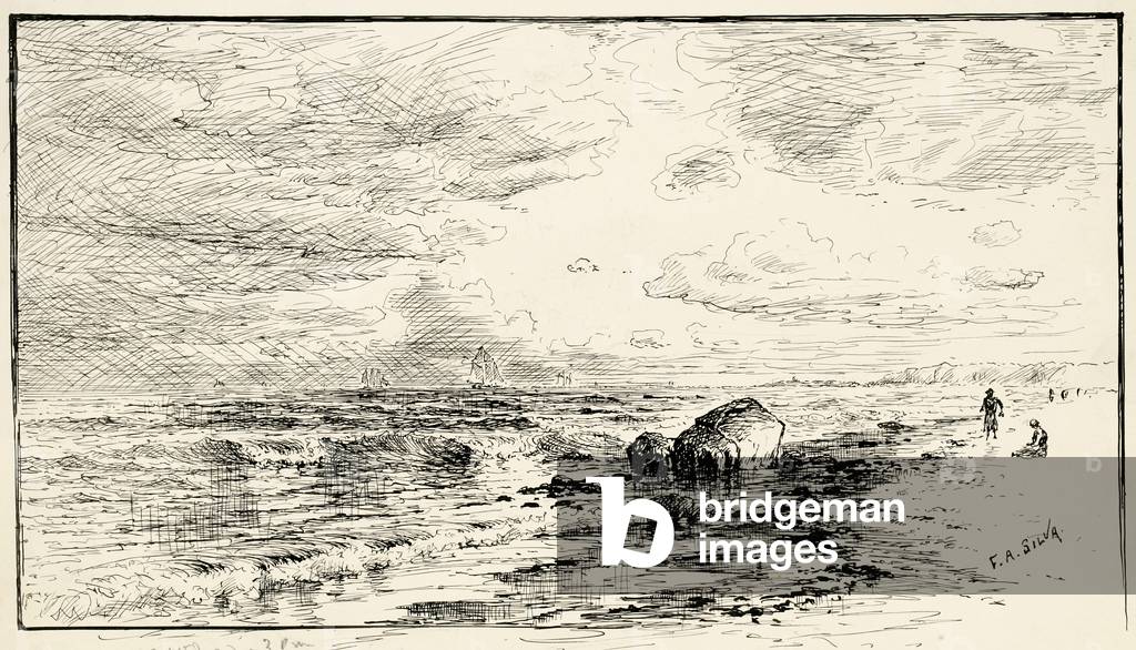 The Beach Near Point Judith, Rhode Island, 1884 (pen & ink with touches of graphite on buff Bristol board)