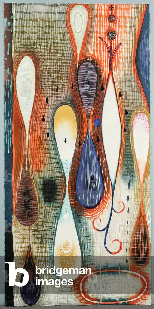 Welling Rain, 2003 (colour woodcut on cream laid paper)