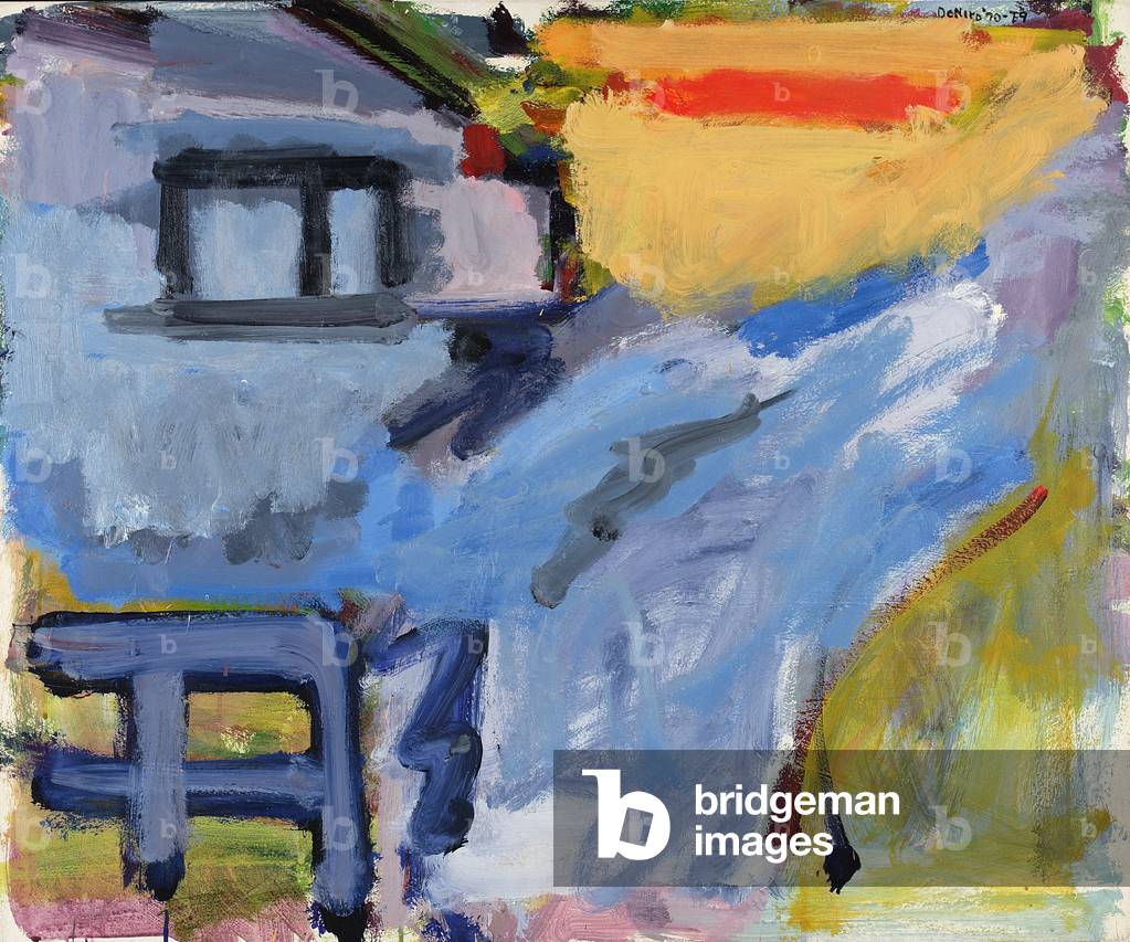 Blue Barn in New Hampshire, 1970-79 (oil on composition panel)