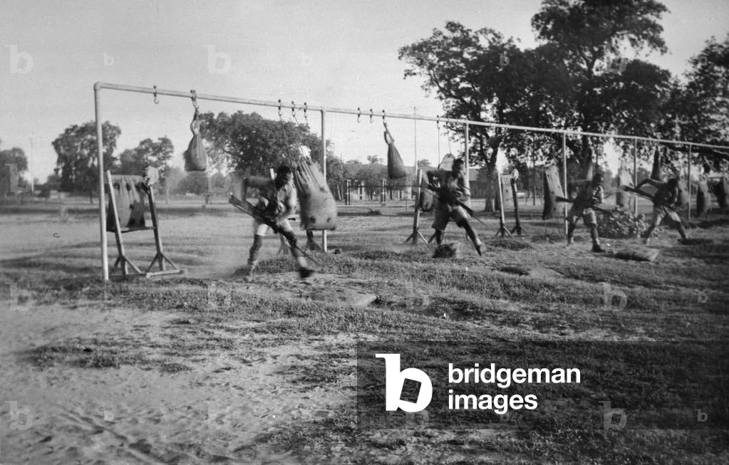 17th Dogra Regiment bayonet training, 1943 circa (b/w photo)