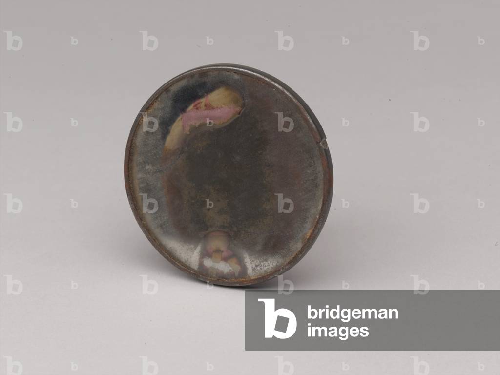 Round toilet mirror belonging to Private James Wood, 1st Battalion, The Gloucestershire Regiment, 1951 circa (mirror)
