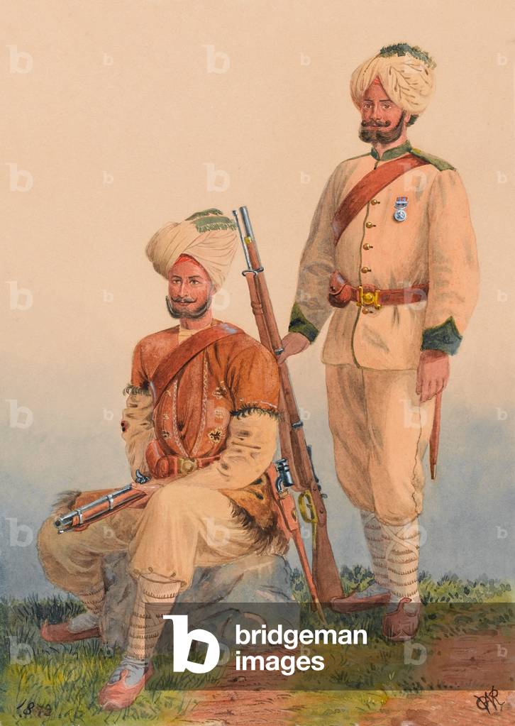 General Roberts Sikh Orderlies, Dewa Singh and Dehan Singh, 3rd Punjab Frontier Force, 1879 (w/c)