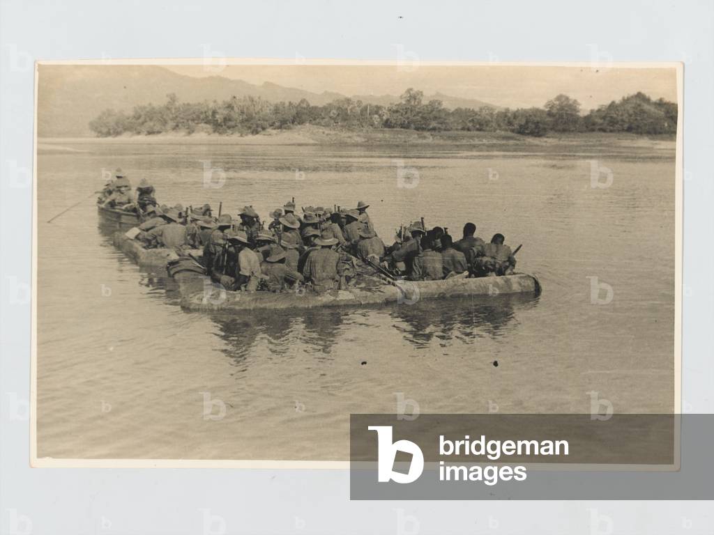 Crossing the River Chindwin, Burma, 1944 (b/w photo)