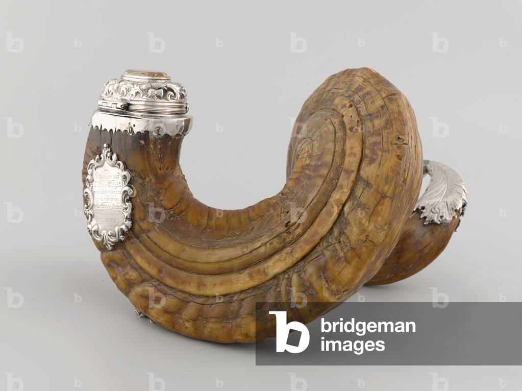 Rams horn silver-plated snuff mull, 27th Madras Native Infantry, 1857 (horn and silver)