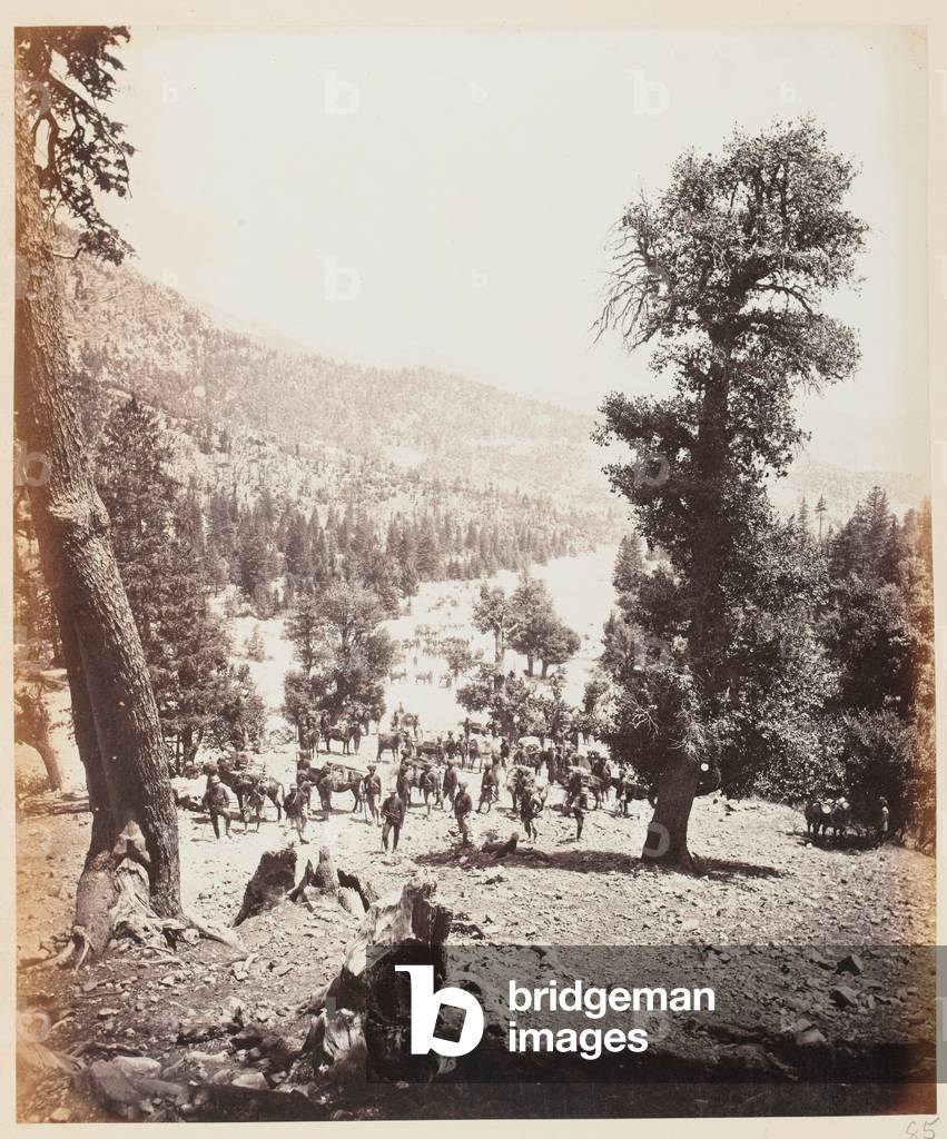 No 2. Mountain Battery ascending the Springawi Pass, 1880 circa (b/w photo)