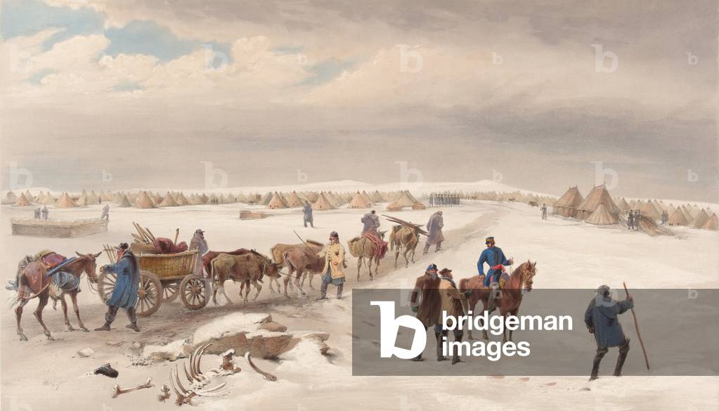 The Camp of the 1st Division looking North towards the Camp of the 2nd Division (colour litho)