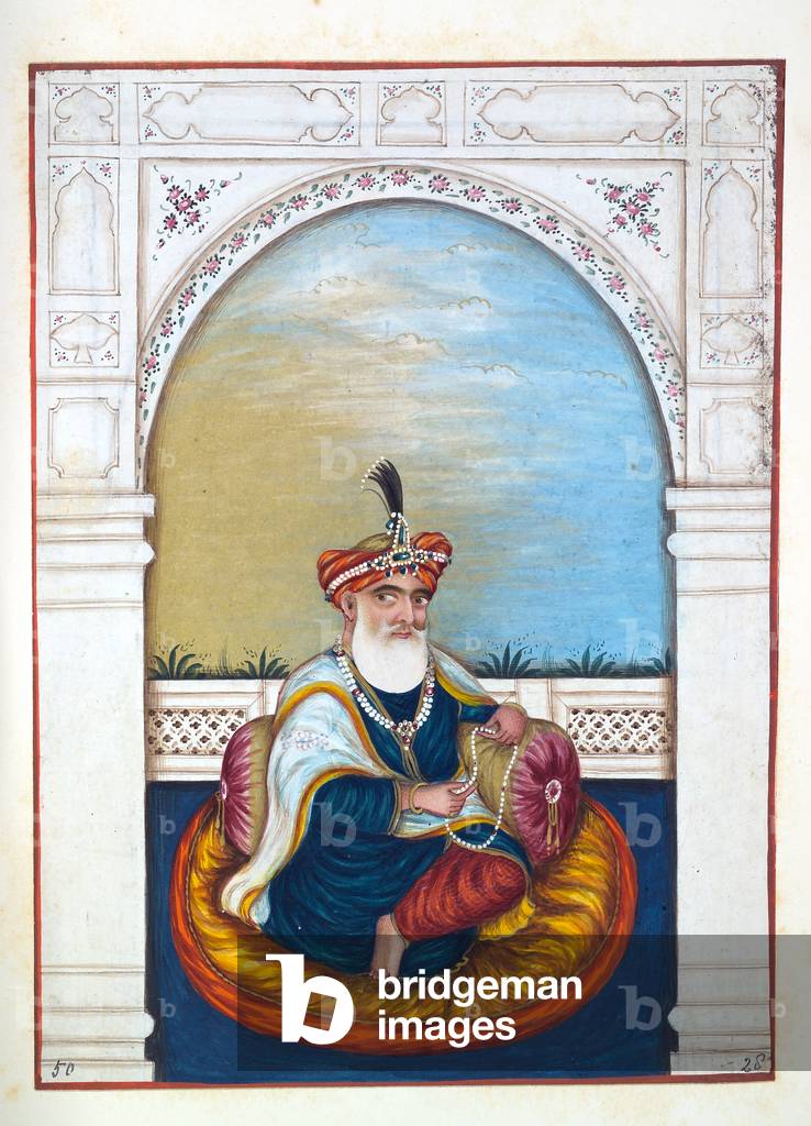 Nawab Sarfaraz Khan (Multani), from 'The Kingdom of the Punjab, its Rulers and Chiefs, volume II', a volume of 30 watercolour studies by an unidentified Indian artist, c.1840 (w/c on paper)