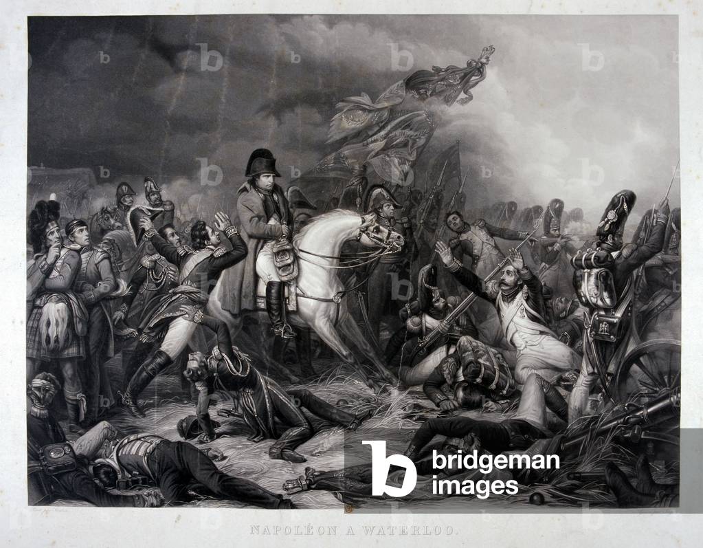 Napoleon at Waterloo, engraving by Jean Pierre Marie Jazet (1788-1871), c.1870 (mezzotint)