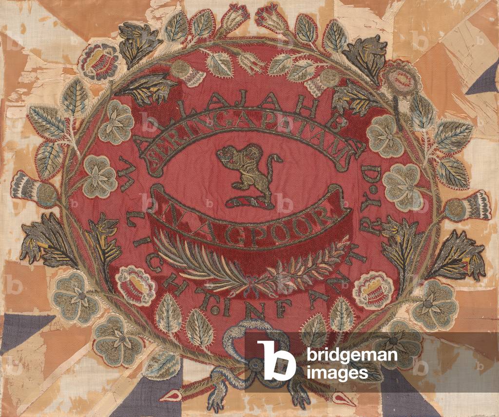 Second or Regimental Colour centre, 23rd or Wallajabad Light Infantry, Madras, 1854 circa (fabric)