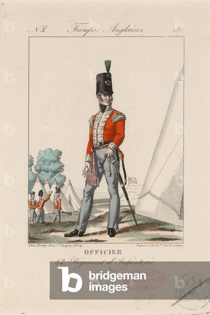 Officier 52 Regiment dInfanterie, c.1815 (coloured engraving)