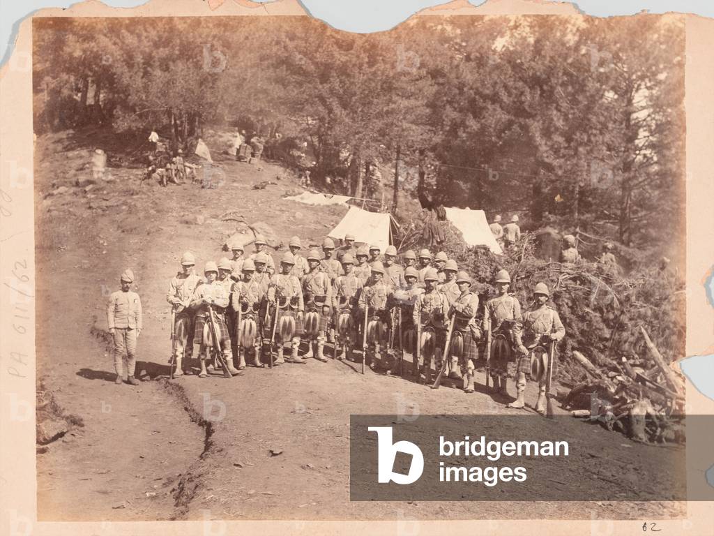 Seaforth Highlanders (Ross-shire Buffs, The Duke of Albany's), Black Mountain Expedition, 1888 (b/w photo)