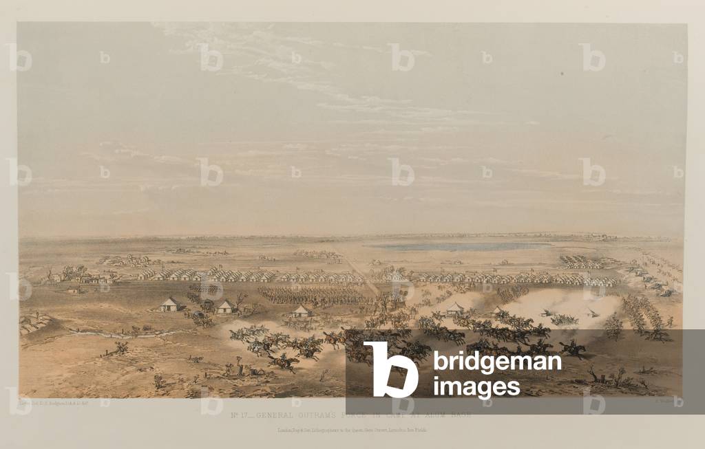 General Outrams Force in Camp at Alum Bagh, 1858 circa (litho)