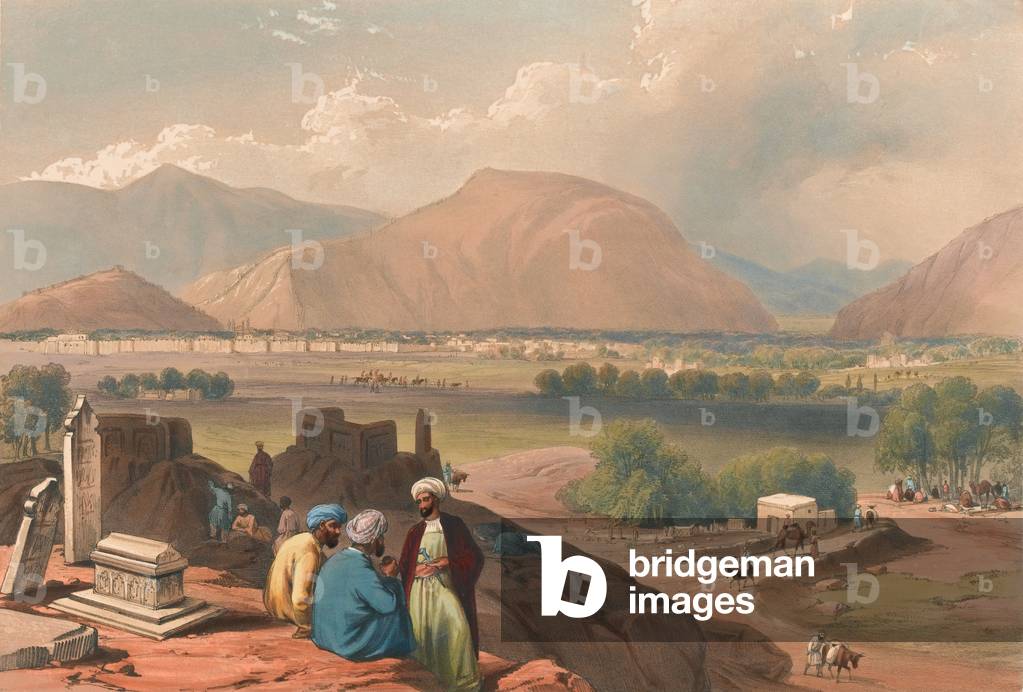 Caubul [sic], from a Burying Ground on the Mountain Ridge, North-East of the City (lithograph, tinted)