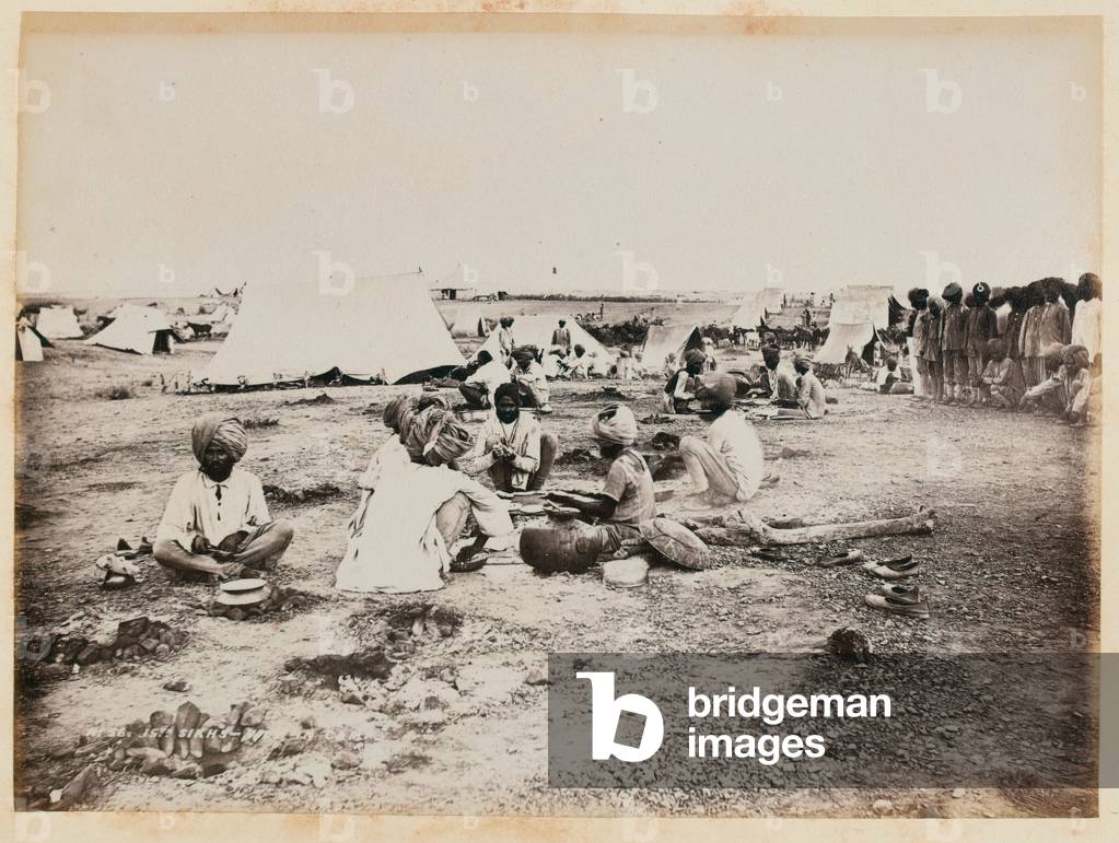 Camp of the 15th (Bengal) Native Infantry, Suakin Field Force, 1885 (b/w photo)