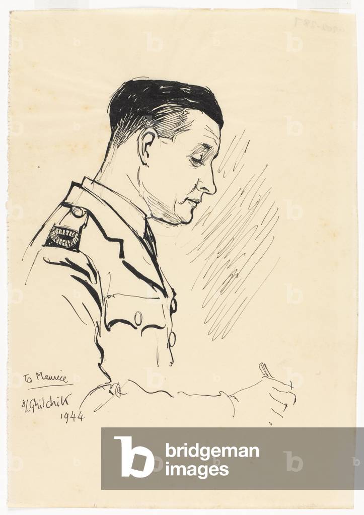 Portrait of Maurice Henry Morgan Watts, War Correspondent, 1944 (pen & ink on paper)
