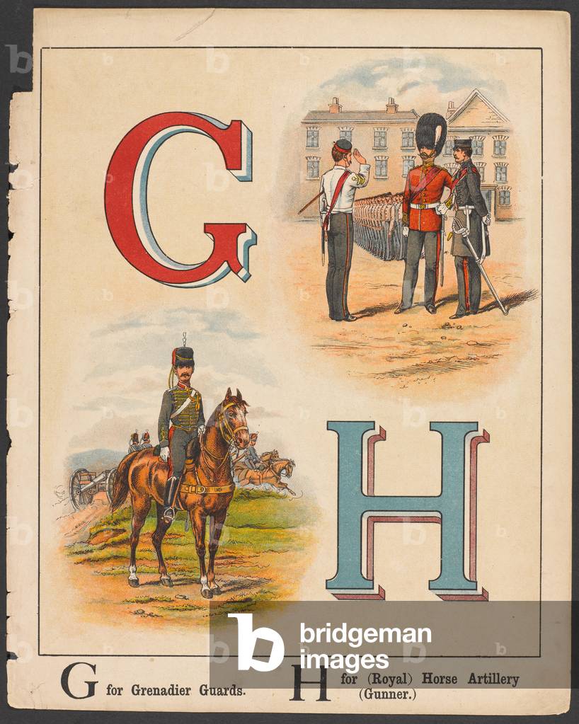 G for Grenadier Guards. H for (Royal) Horse Artillery (Gunner), 1889 (chromolitho)