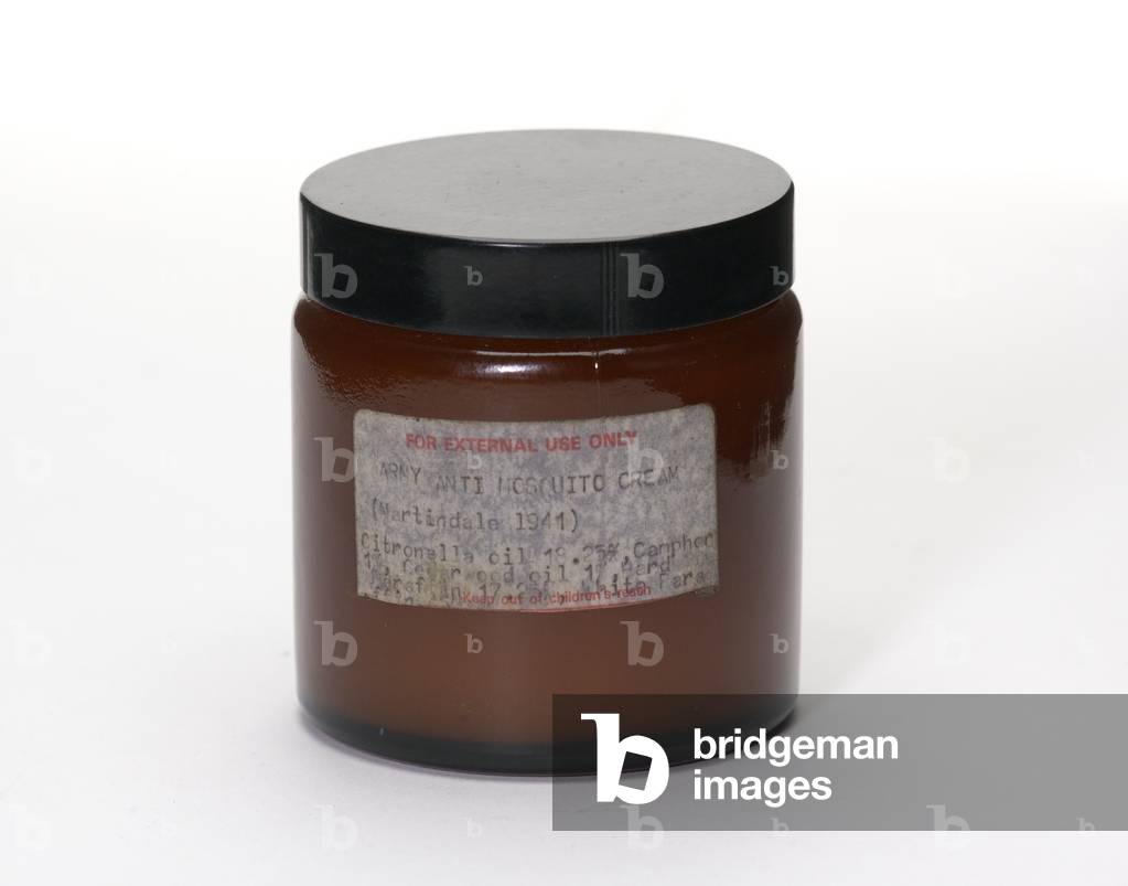 Screw-top bottle of Army Anti-Mosquito cream, 1941 (glass)