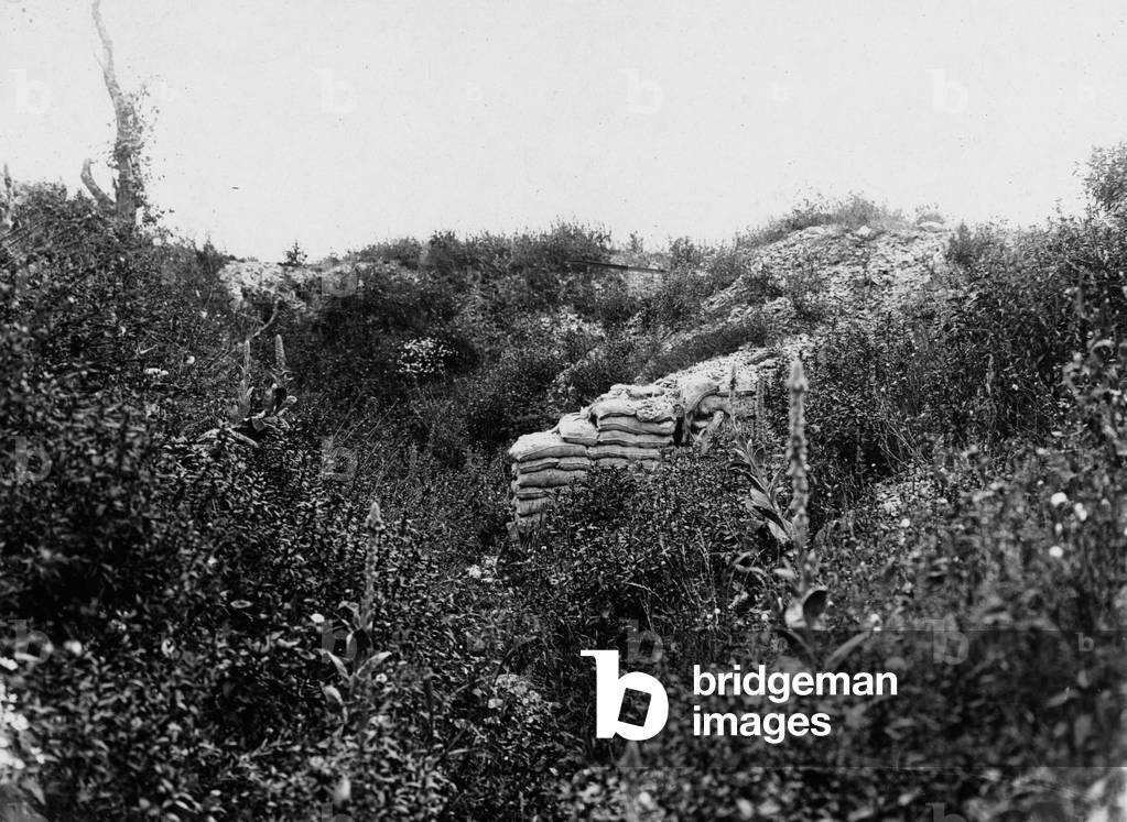 The German front line trench captured on 1st July 1916 as it appears now - La Boisselle', 1916 (b/w photo)