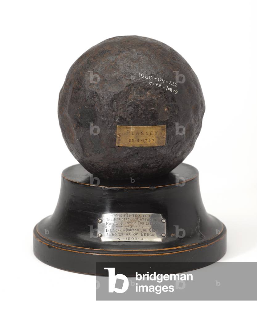 Cannon ball fired at the Battle of Plassey, 23 June 1757 (metal)