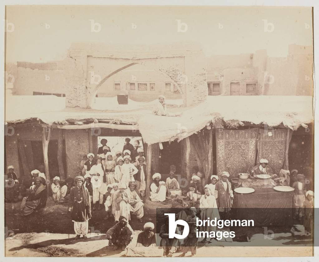 Street scene, Kandahar, 1880 (b/w photo)