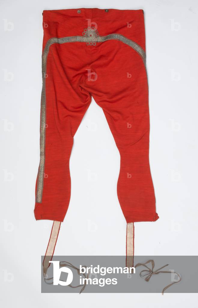 Pantaloons, Surgeon John Smet, 8th (Kings Royal Irish) Light Dragoons, 1823 circa (fabric)