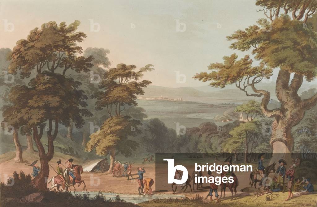 A distant view of Ciudad Roddrigo, c.1810-11 (aquatint, coloured)