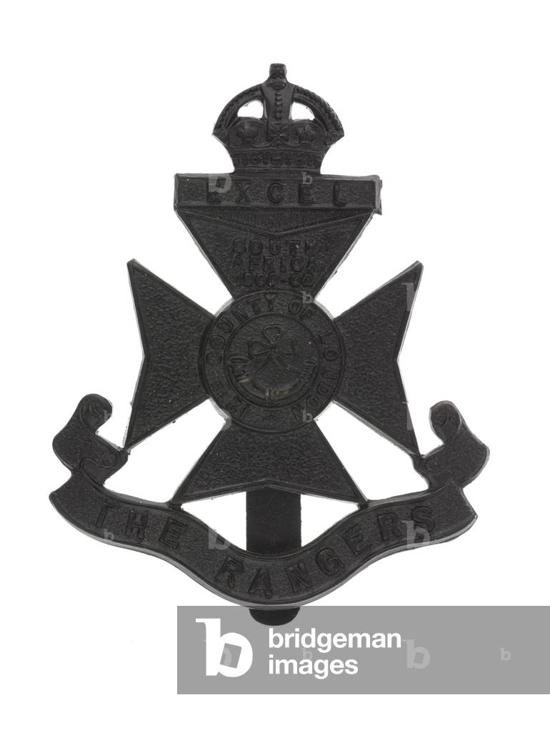 One of two cap badges associated with L/Cpl J R Dixon, 12th (County of London) Bn The London Regiment (The Rangers), c.1917 