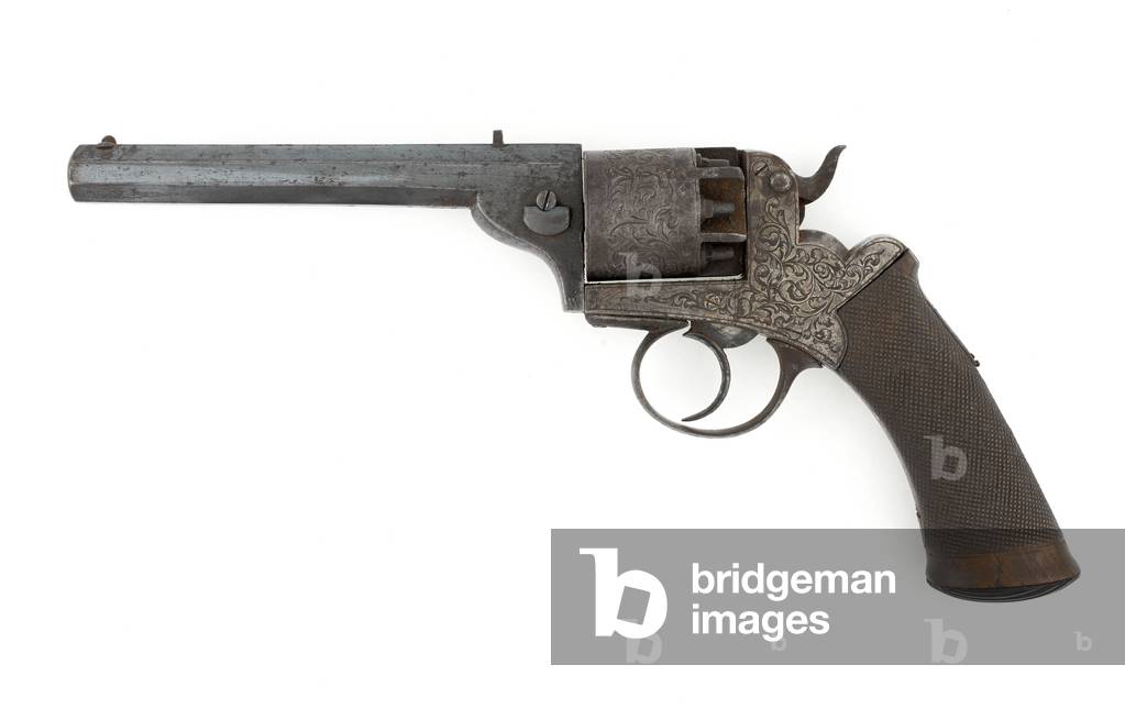 Percussion side-hammer revolver, possibly .38 inch calibre, c.1860s (revolver, percussion, side hammer)
