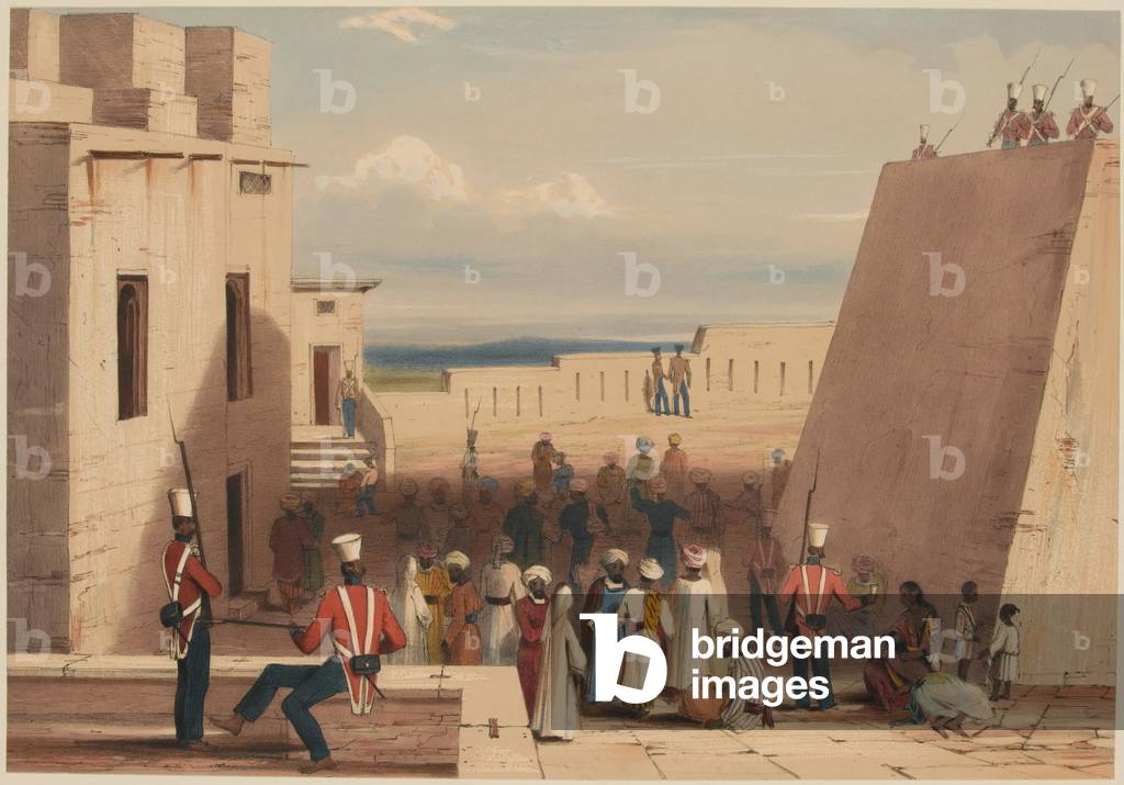 Ghuznee. Prisoners under escort of the 19th Bombay Native Infantry, 1839 (colour litho)