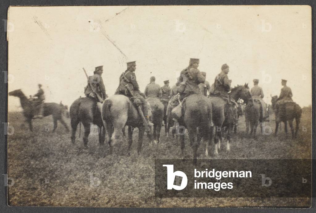 British cavalry at Nery, 1 September  1914 (b/w photo)