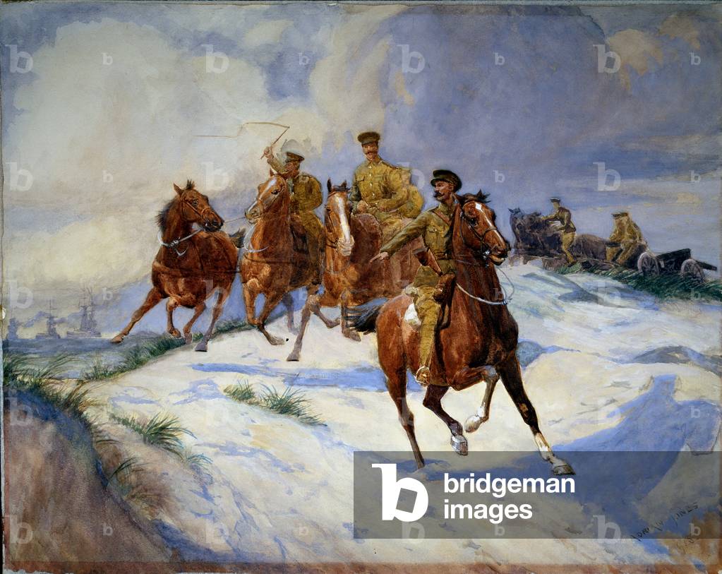 Artillery on the Dunes, Flanders, 1915 (w/c)