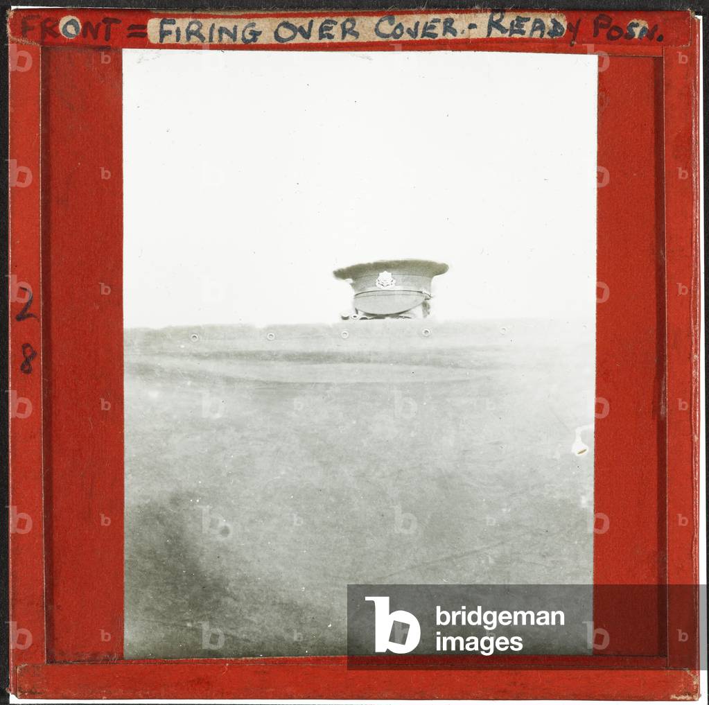 Firing Over Cover, Ready Position, 1914 (lantern slide)