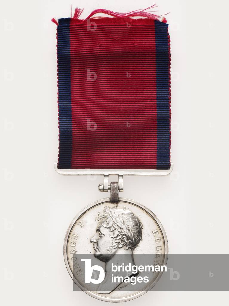 Waterloo Medal, 1815 (silver with silk ribbon)
