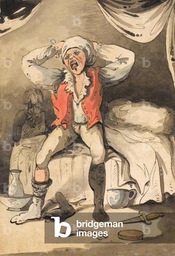 Pon life  cant stand these early marches  better die at once upon the bed of Honor, 1796 (w/c)