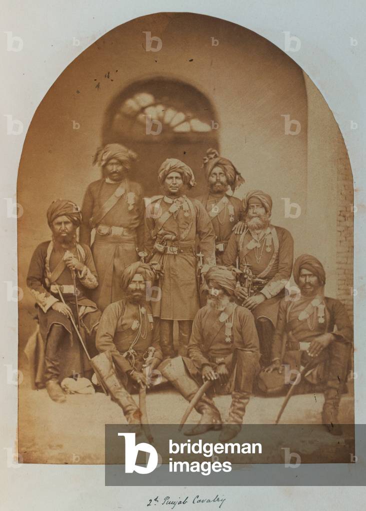 Indian Army Officers and Non-Commissioned Officers, all holders of the Indian Order of Merit, 1859 (b/w photo)