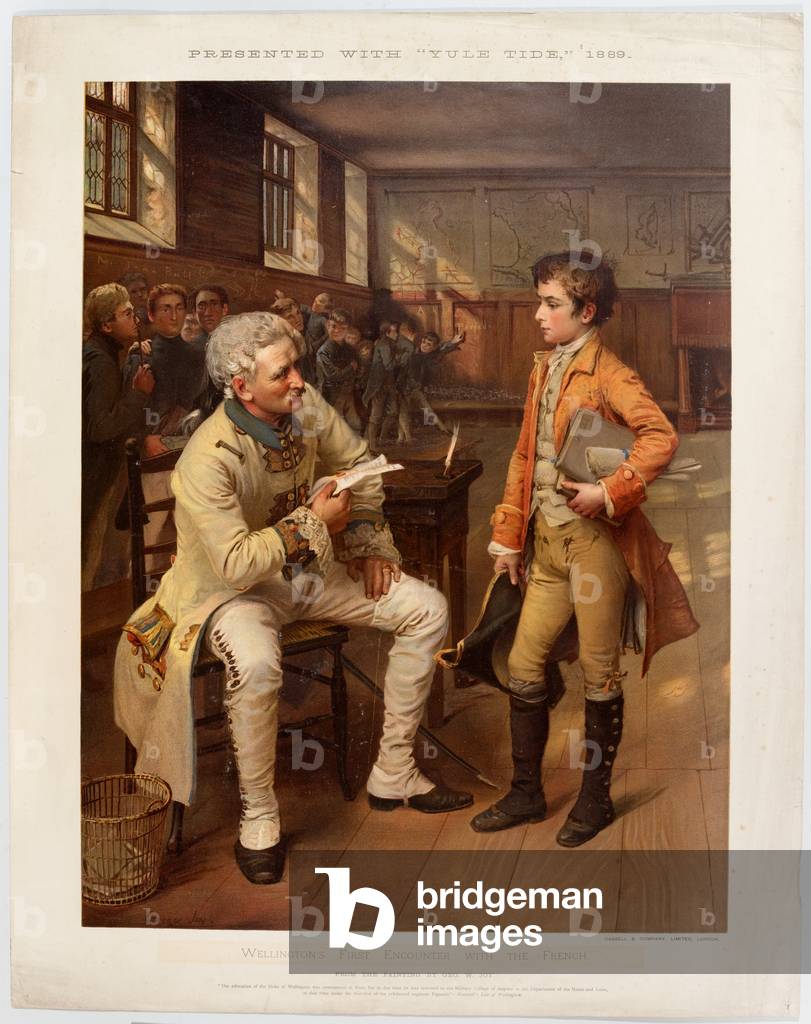 Wellingtons First Encounter with the French, 1785 (chromolitho)