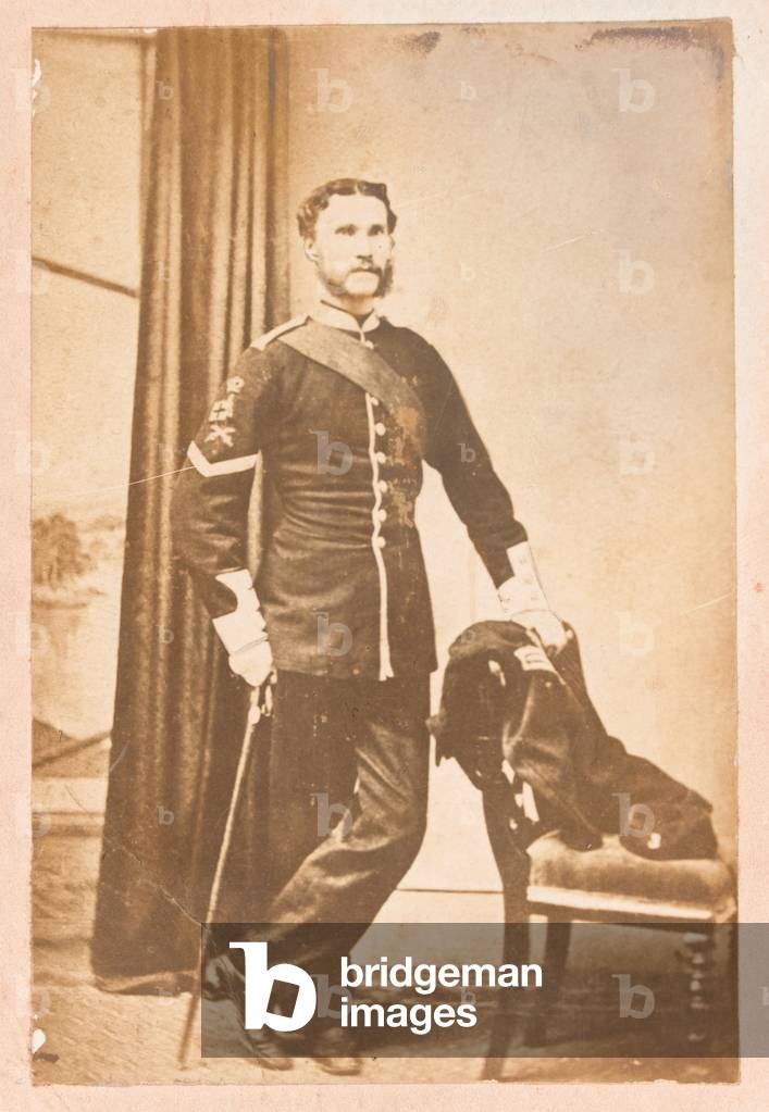 Colour Sergeant William Carter, 3rd (The East Kent) Regiment of Foot (The Buffs), 1866 circa (b/w photo)