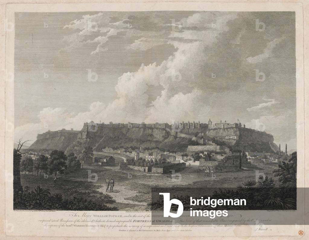 Fortress of Gwalior (line engraving, coloured)