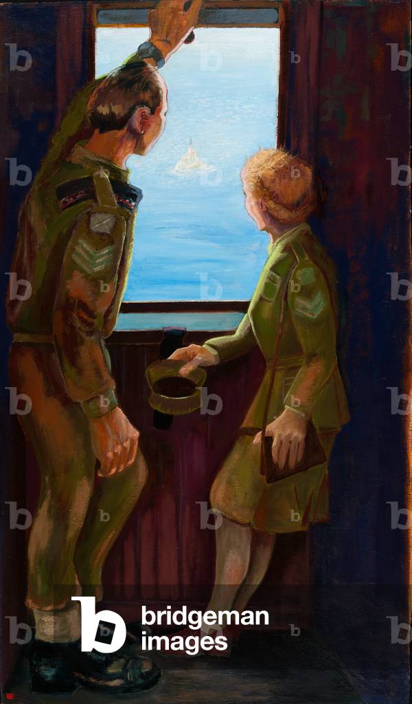 Holy Island from LNER, 1943 (oil on board)