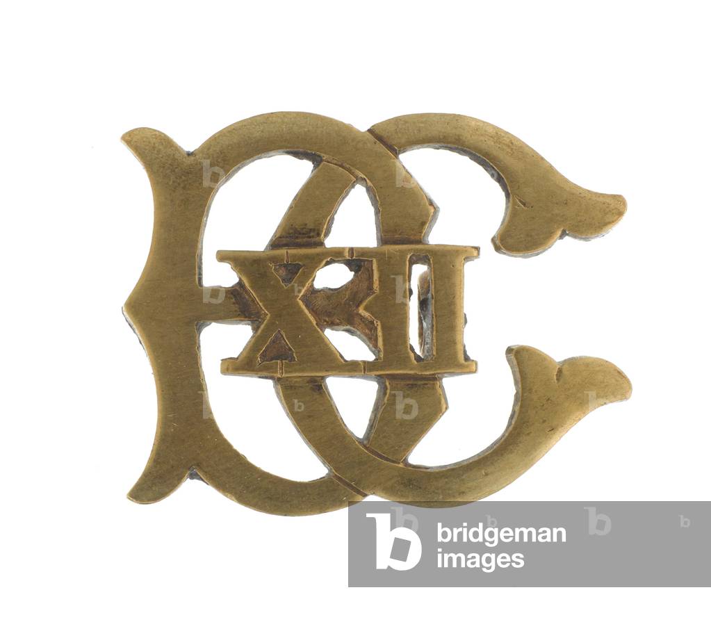 Side cap badge, officer, 12th Cavalry, 1901-1922 (metal)