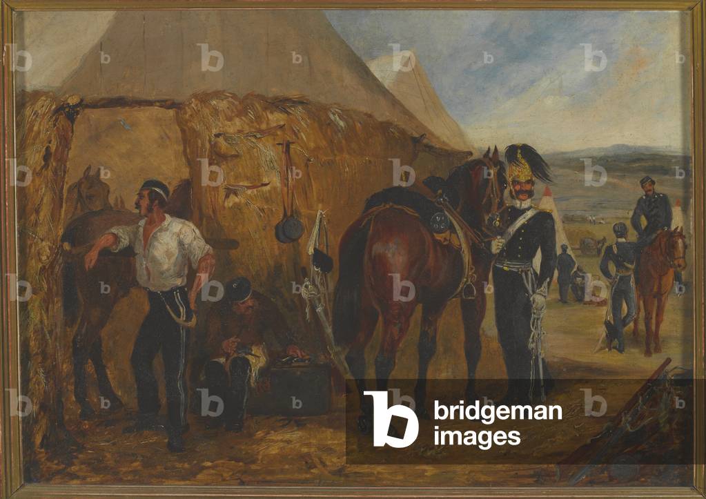 The 6th Dragoon Guards at Chobham Camp, 14 June-25 August 1853 
 (oil on panel)