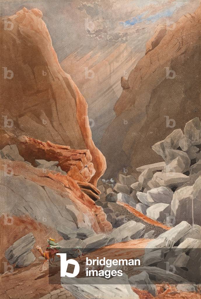 The Devils Staircase in the Suru Pass, Abyssinia, 1868. (w/c)