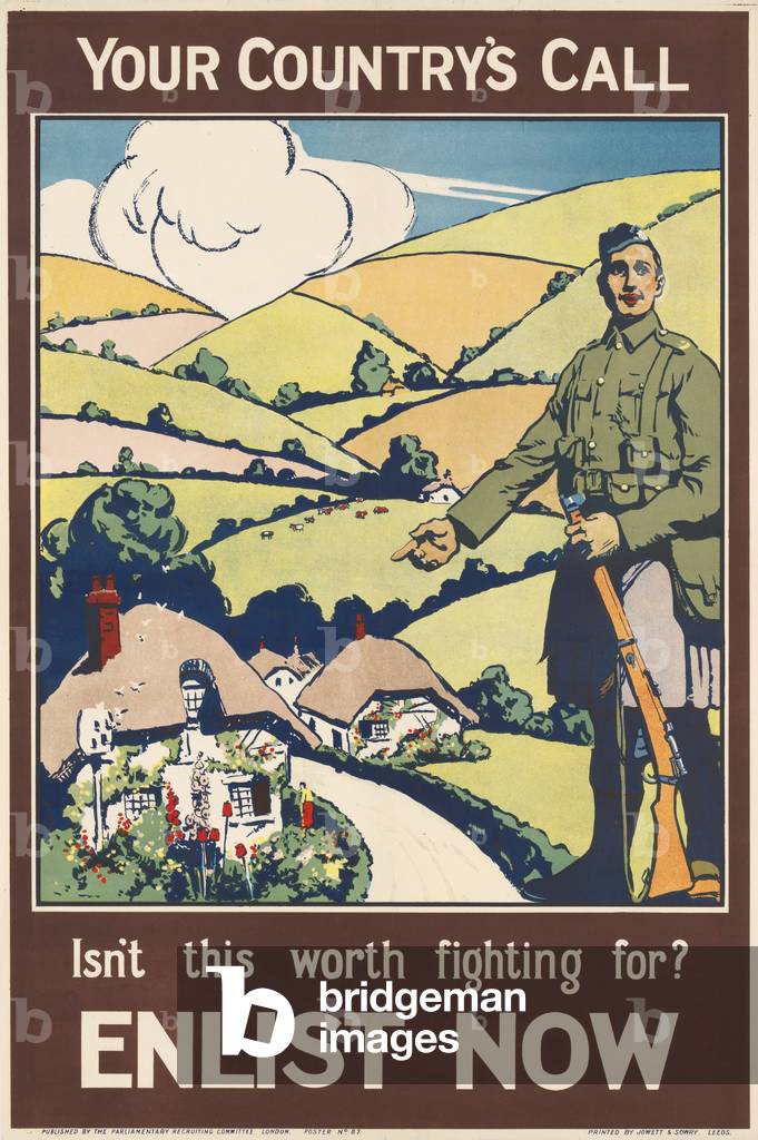 Your Countrys Call, Isn't this worth fighting for? Enlist Now, 1915 (chromolitho)