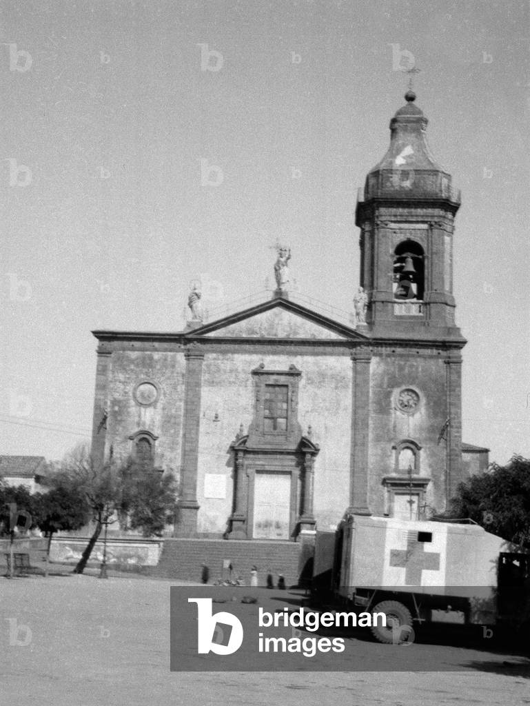 Collegiate Church Mother Mary Immaculate, Belpasso, Sicily, 1943 (b/w photo)