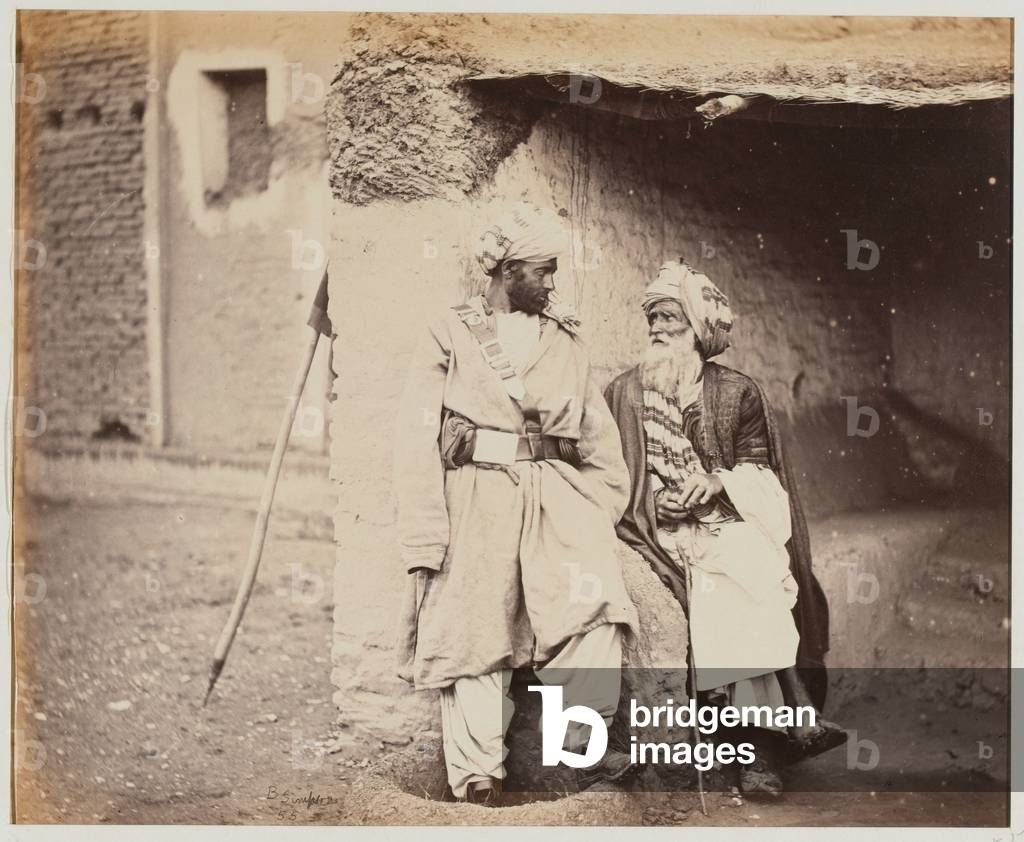 Afghan horse dealers, Kandahar, 1880 circa (b/w photo)