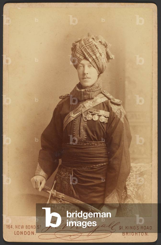Captain S B Beatson, 11th (The Prince of Waless Own) Regiment of Bengal Lancers, 1886 circa (b/w photo)